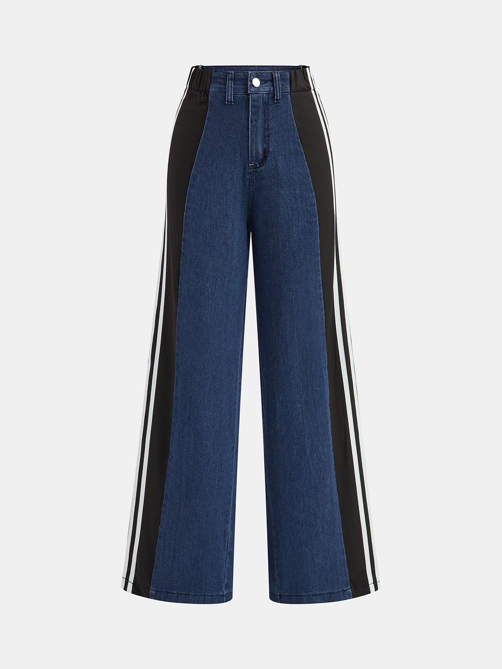 Jeans à jambes larges et panneaux contrastés