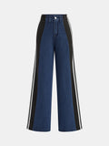Jeans à jambes larges et panneaux contrastés