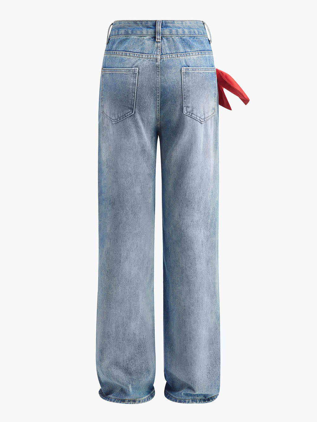 Jeans à jambes larges et nœud décoratif