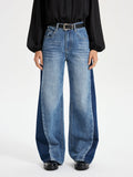 Jeans à jambes larges et taille haute