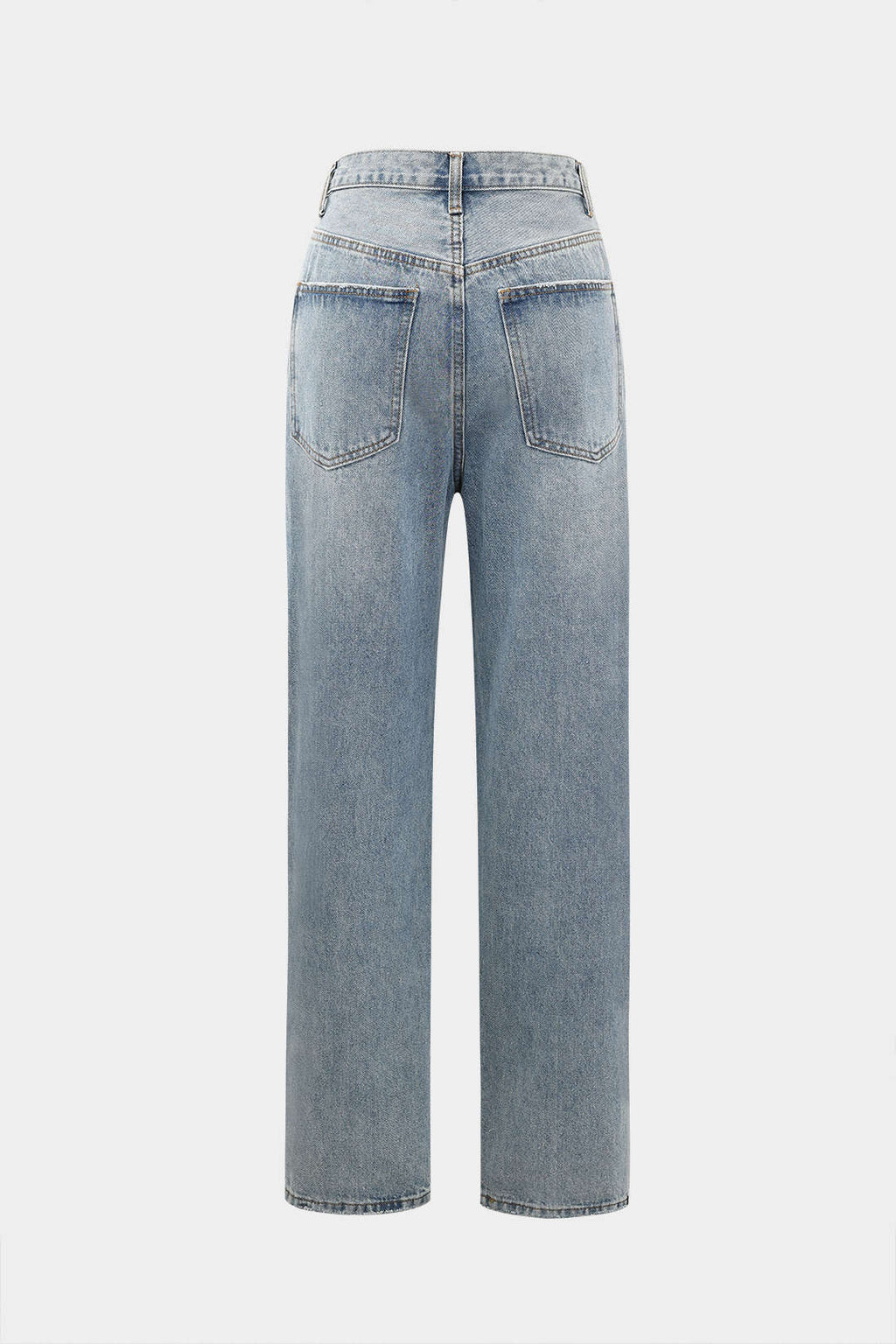 Jeans taille haute à fermeture asymétrique