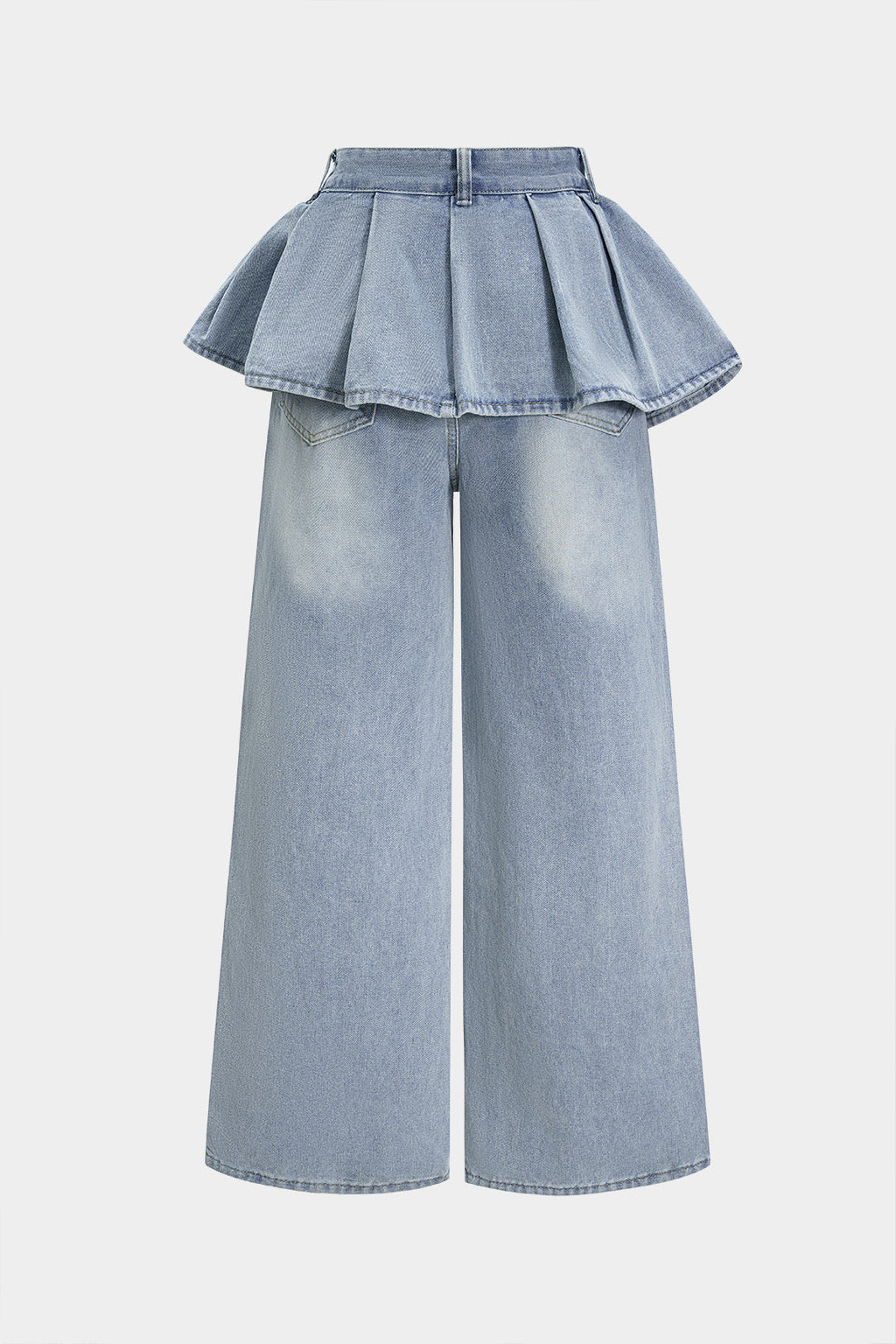 Jeans taille haute avec un volant plissé