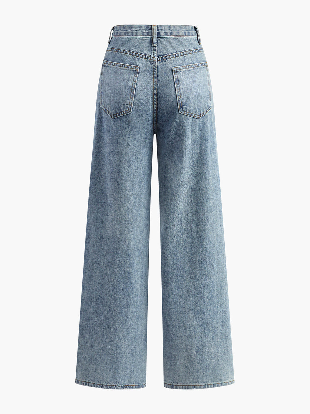 High-waist jeans met uitlopende pijpen