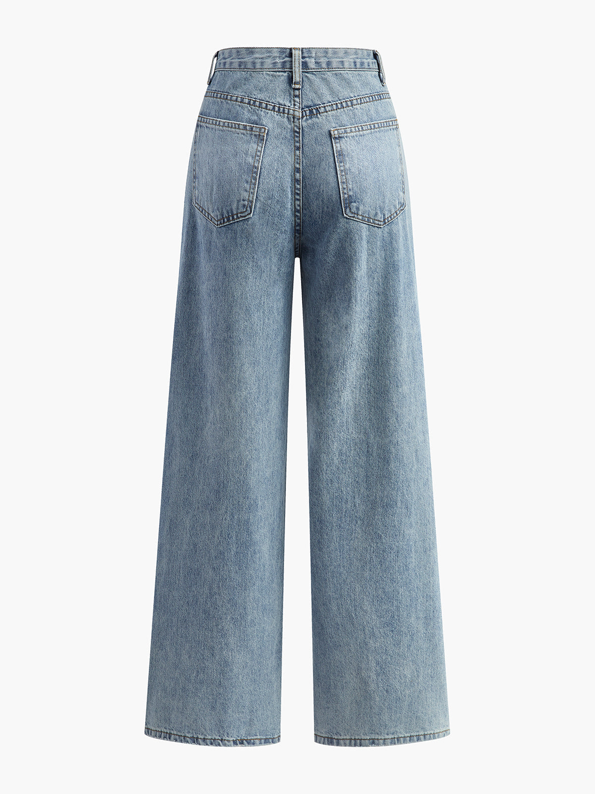 High-waist jeans met uitlopende pijpen