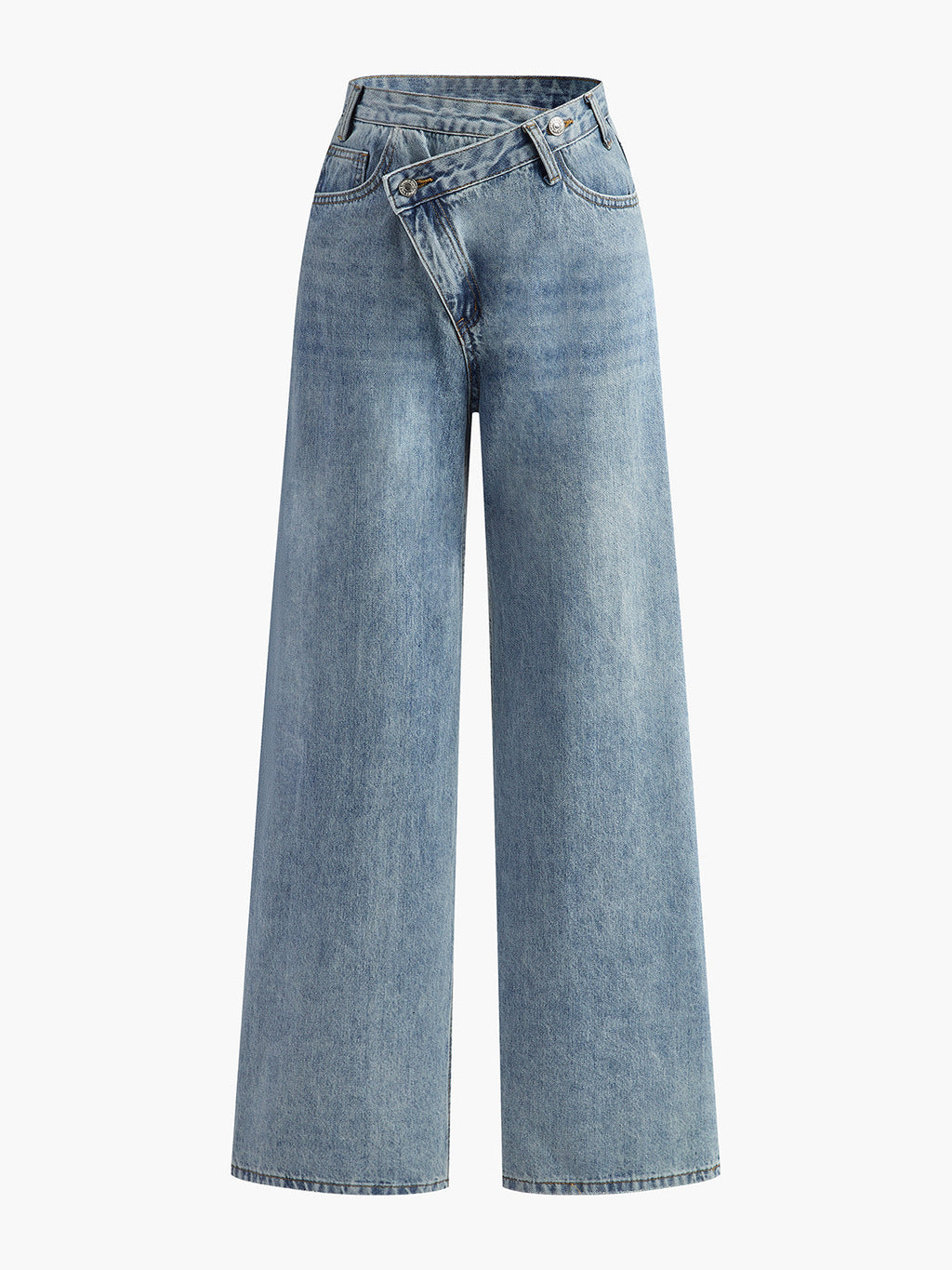 High-waist jeans met uitlopende pijpen