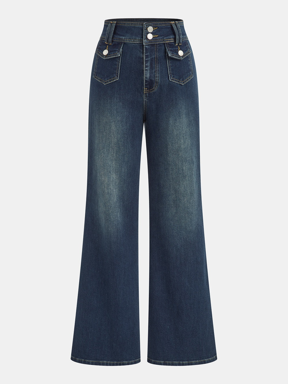 Jean taille haute à jambes évasées
