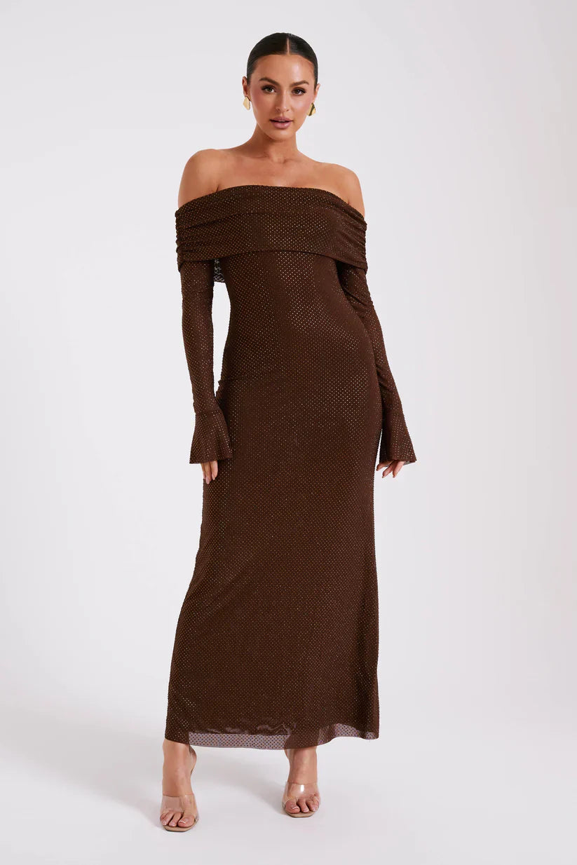 Diamante | Maxi-jurk met blote schouders