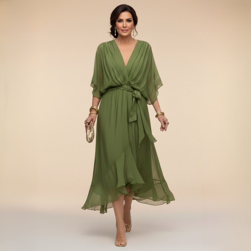 Robe en chiffon Monique à décolleté en V