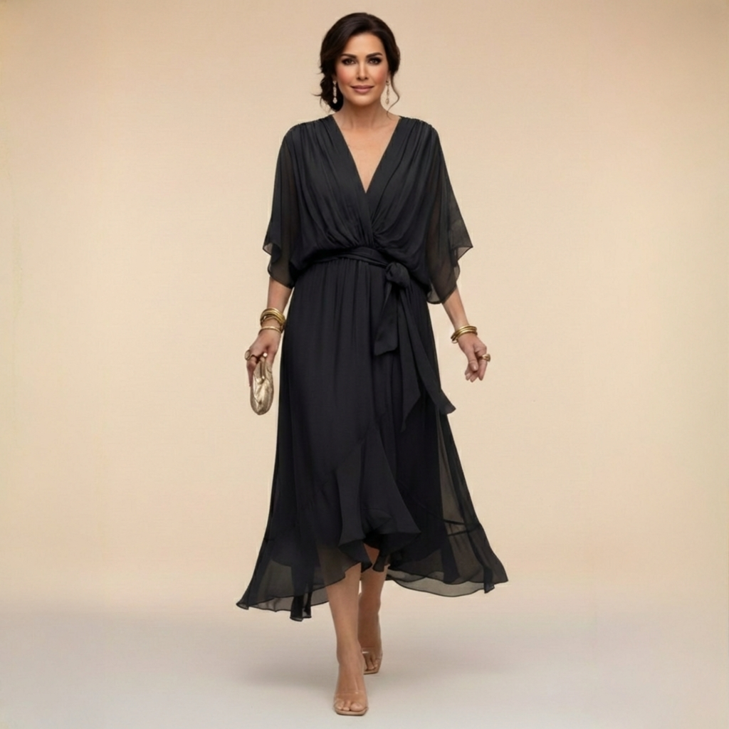 Robe en chiffon Monique à décolleté en V