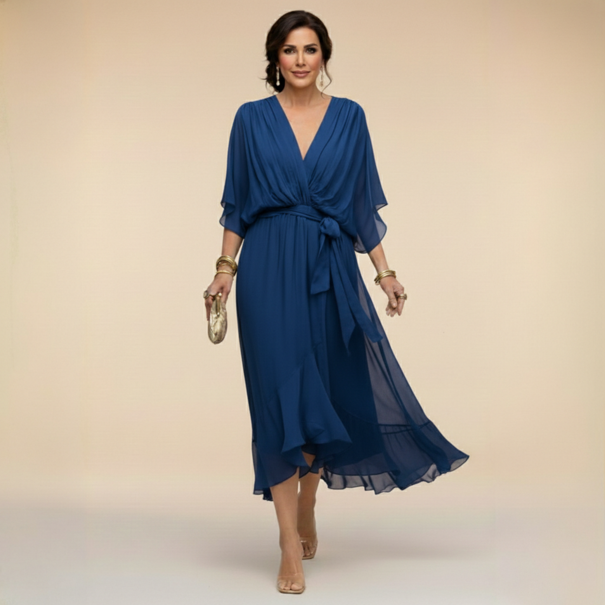 Robe en chiffon Monique à décolleté en V