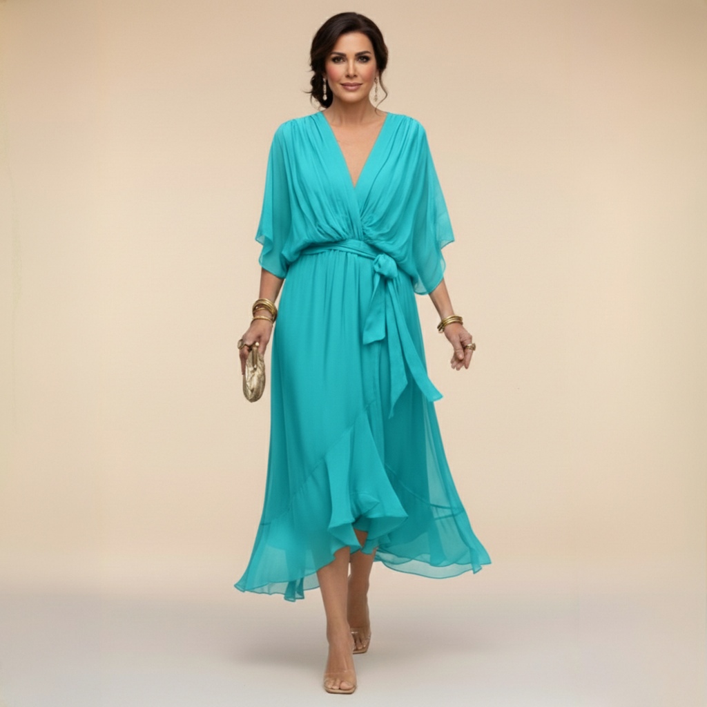 Robe en chiffon Monique à décolleté en V