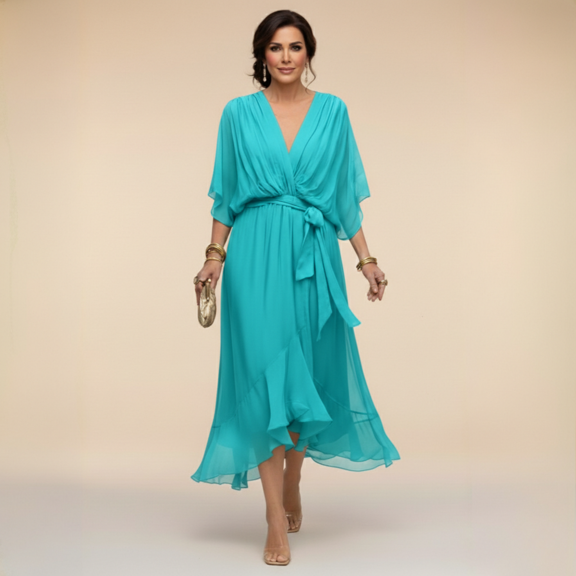 Robe en chiffon Monique à décolleté en V