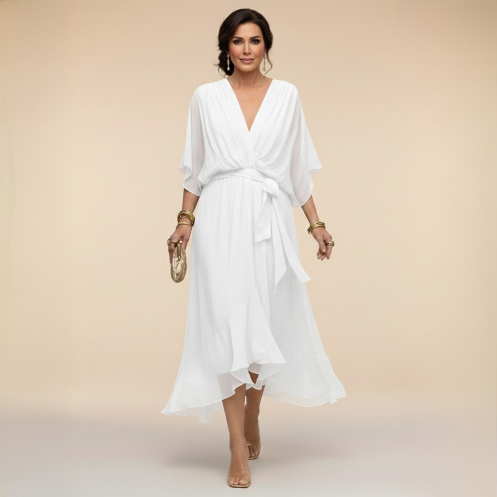 Robe en chiffon Monique à décolleté en V