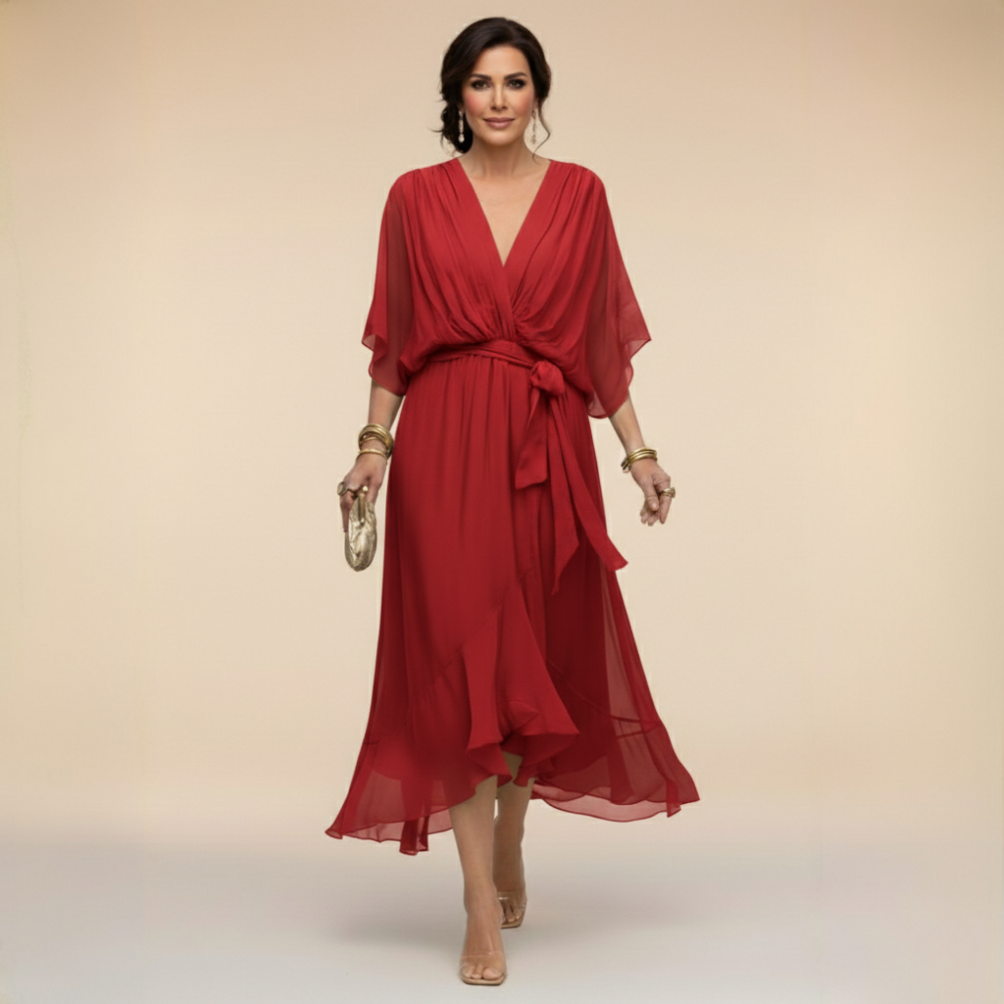 Robe en chiffon Monique à décolleté en V