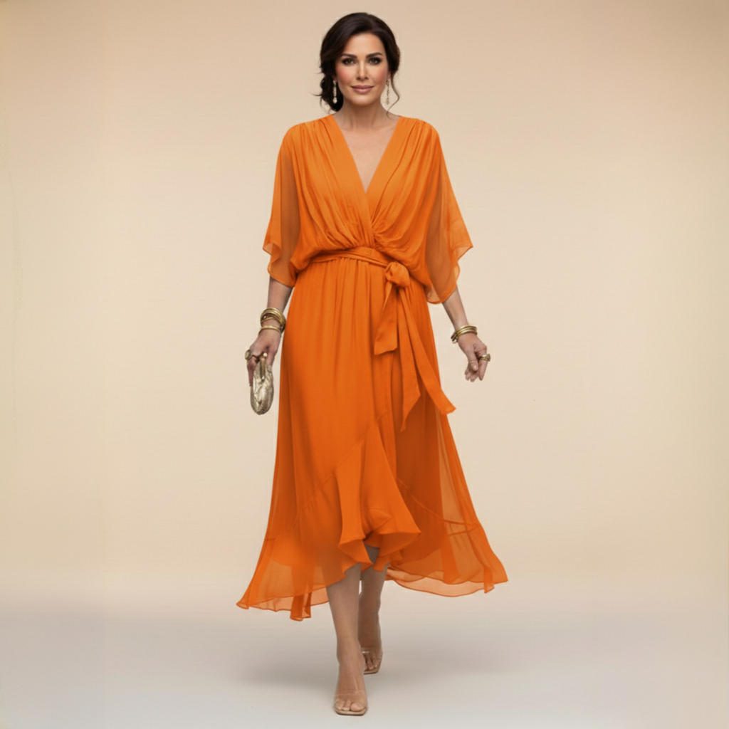 Robe en chiffon Monique à décolleté en V