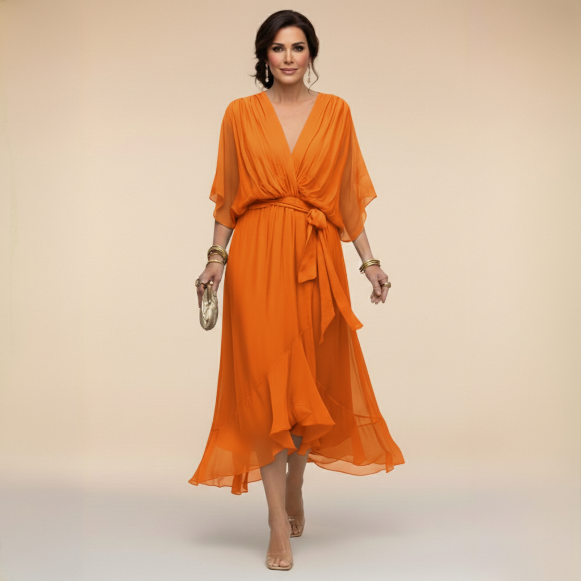 Robe en chiffon Monique à décolleté en V