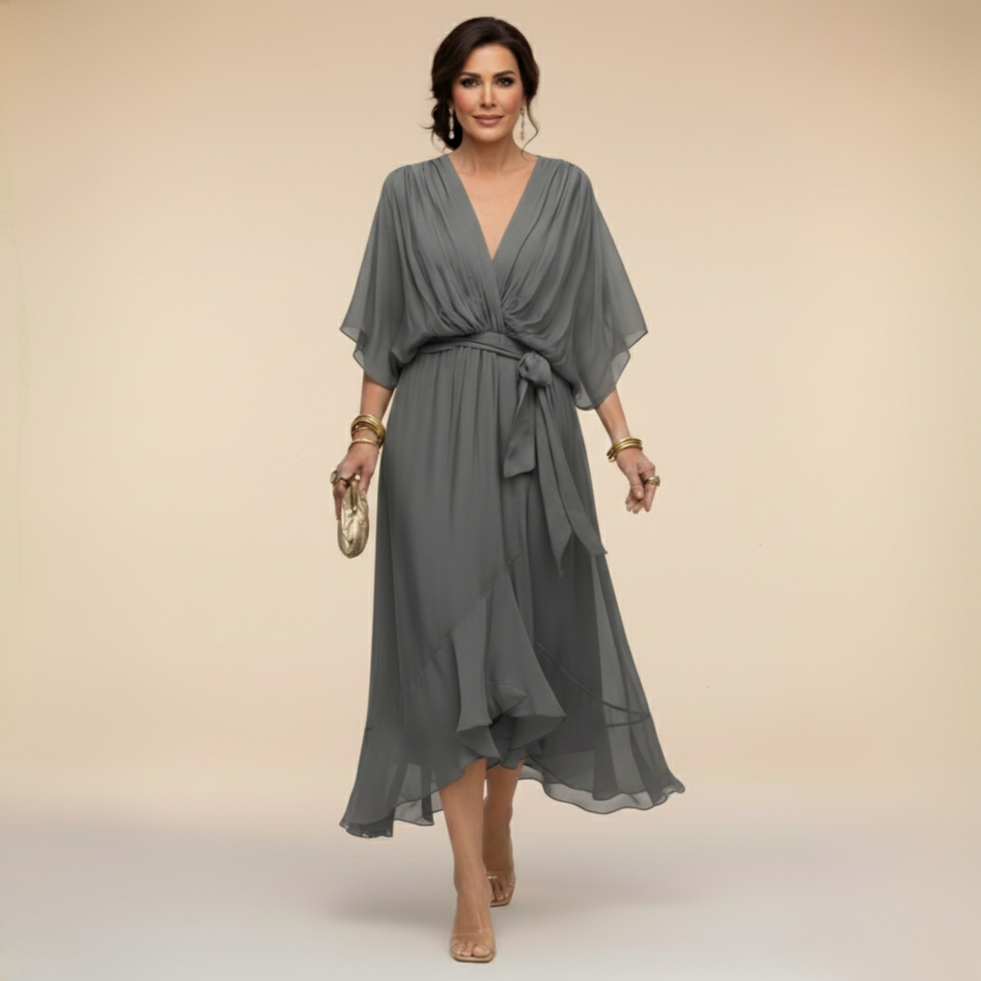 Robe en chiffon Monique à décolleté en V