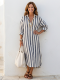 Małgorzata | Robe chemise midi à rayures