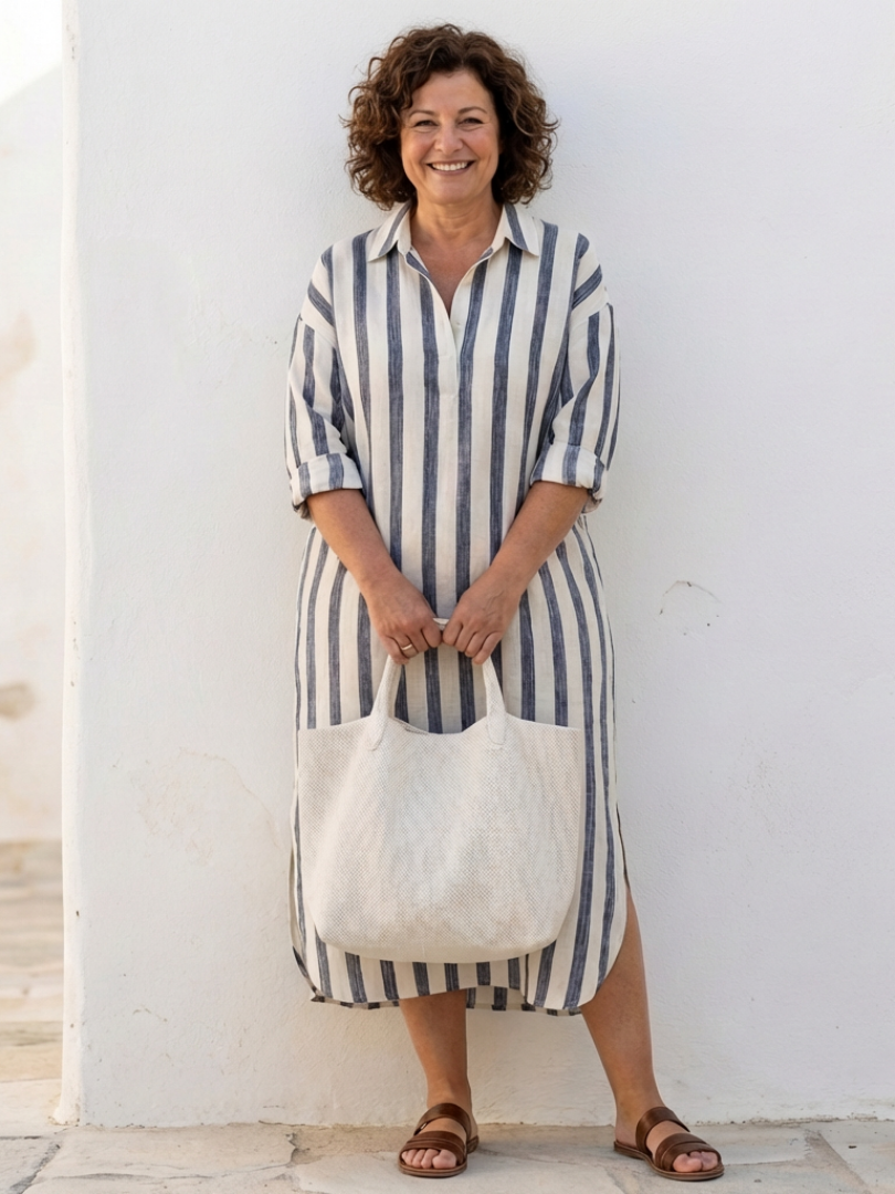 Małgorzata | Robe chemise midi à rayures
