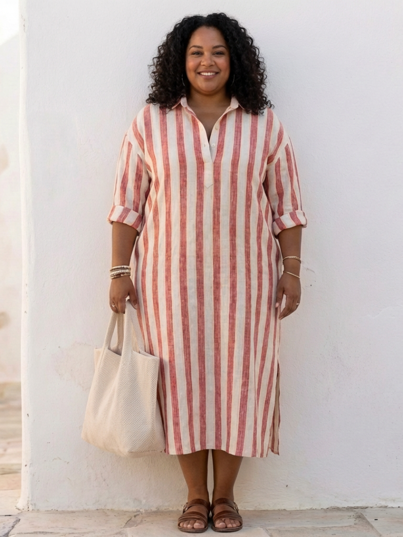 Małgorzata | Robe chemise midi à rayures