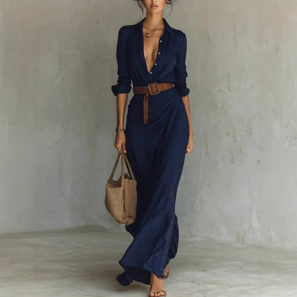 Robe maxi Léonie à col à revers