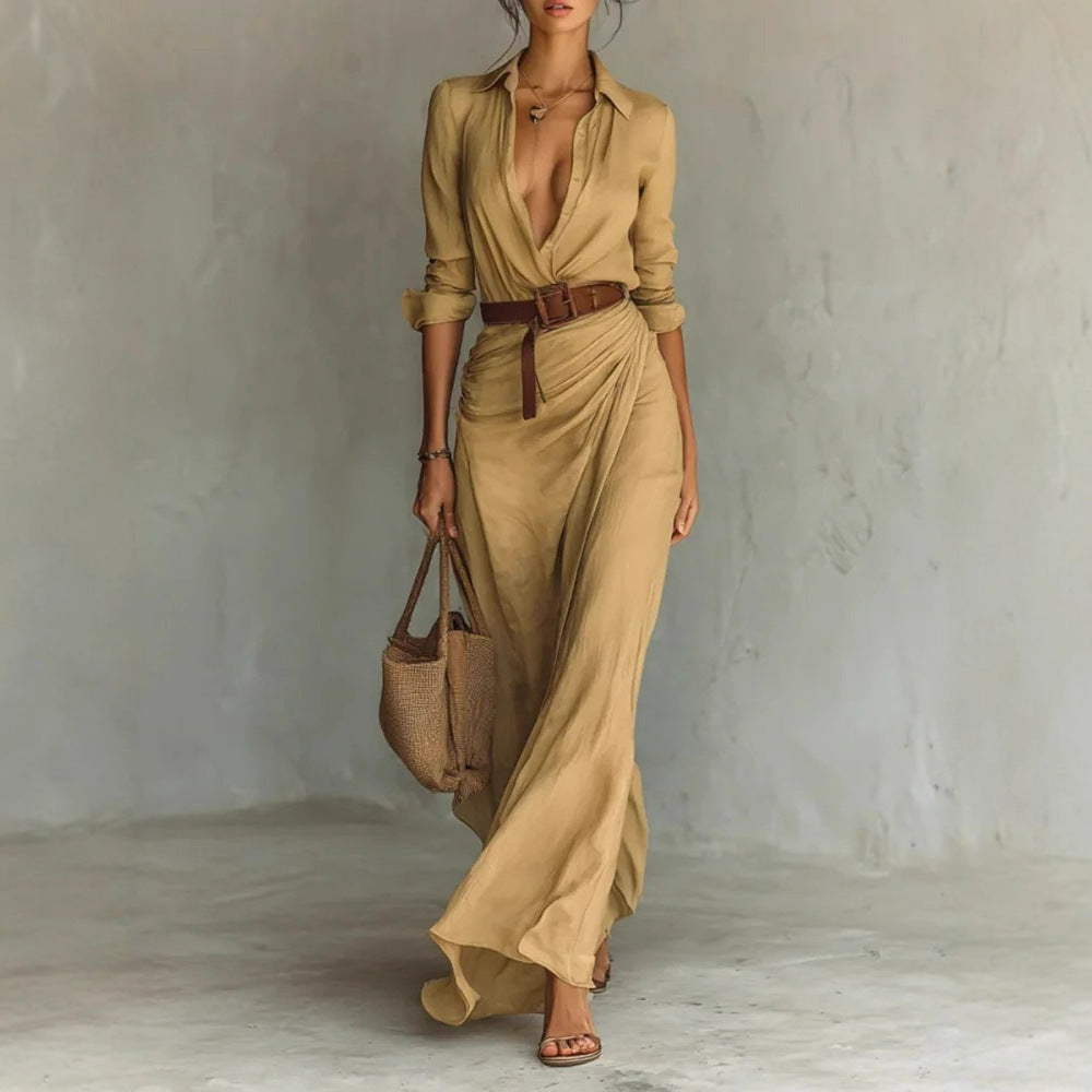Robe maxi Léonie à col à revers