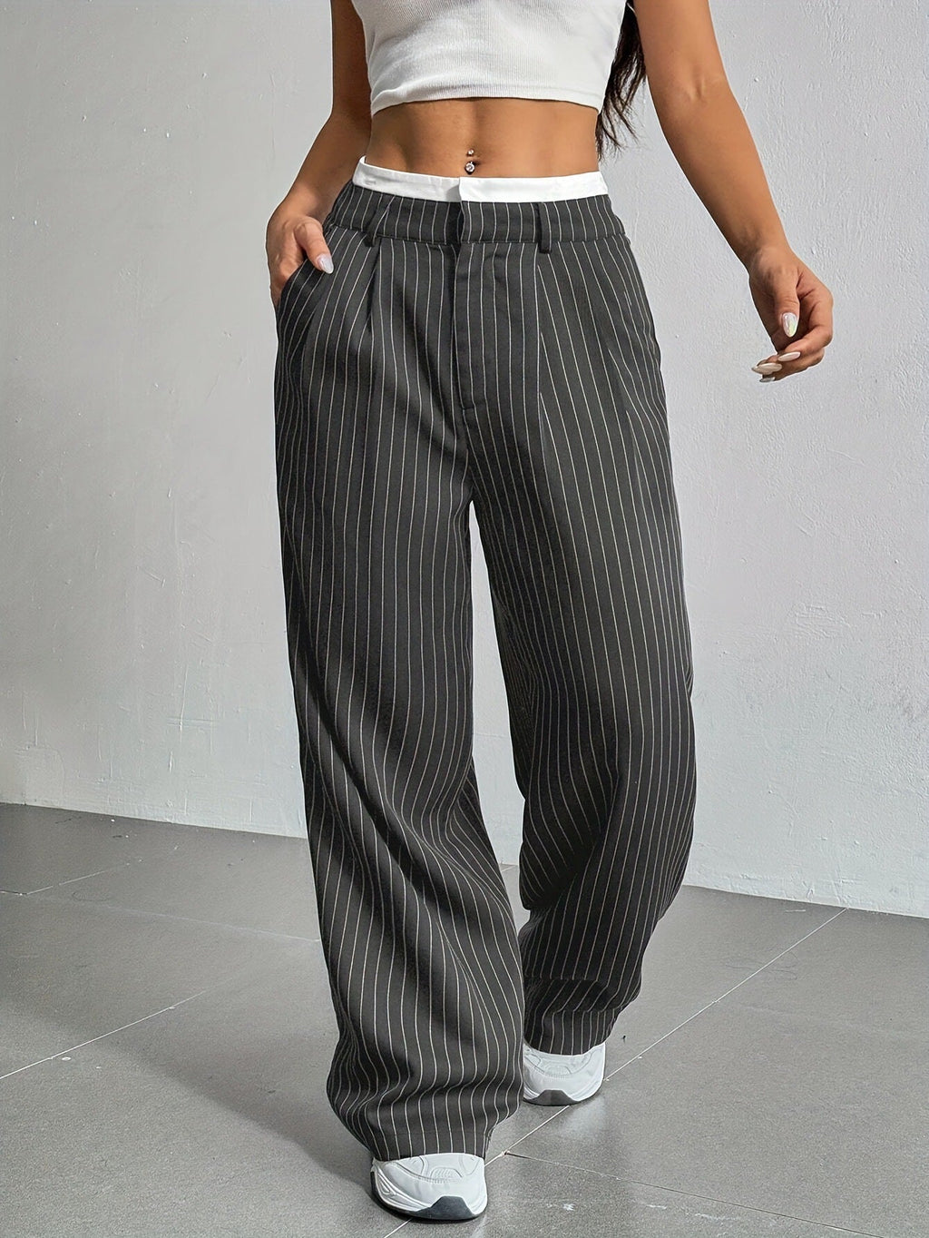 Lauren™ | Gestreept broek met hoge taille