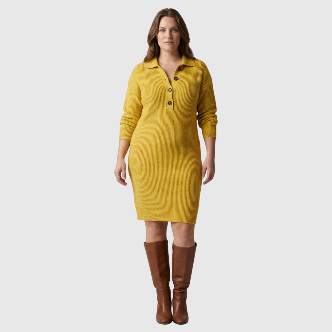 Robe Ada pour femme avec col et boutons