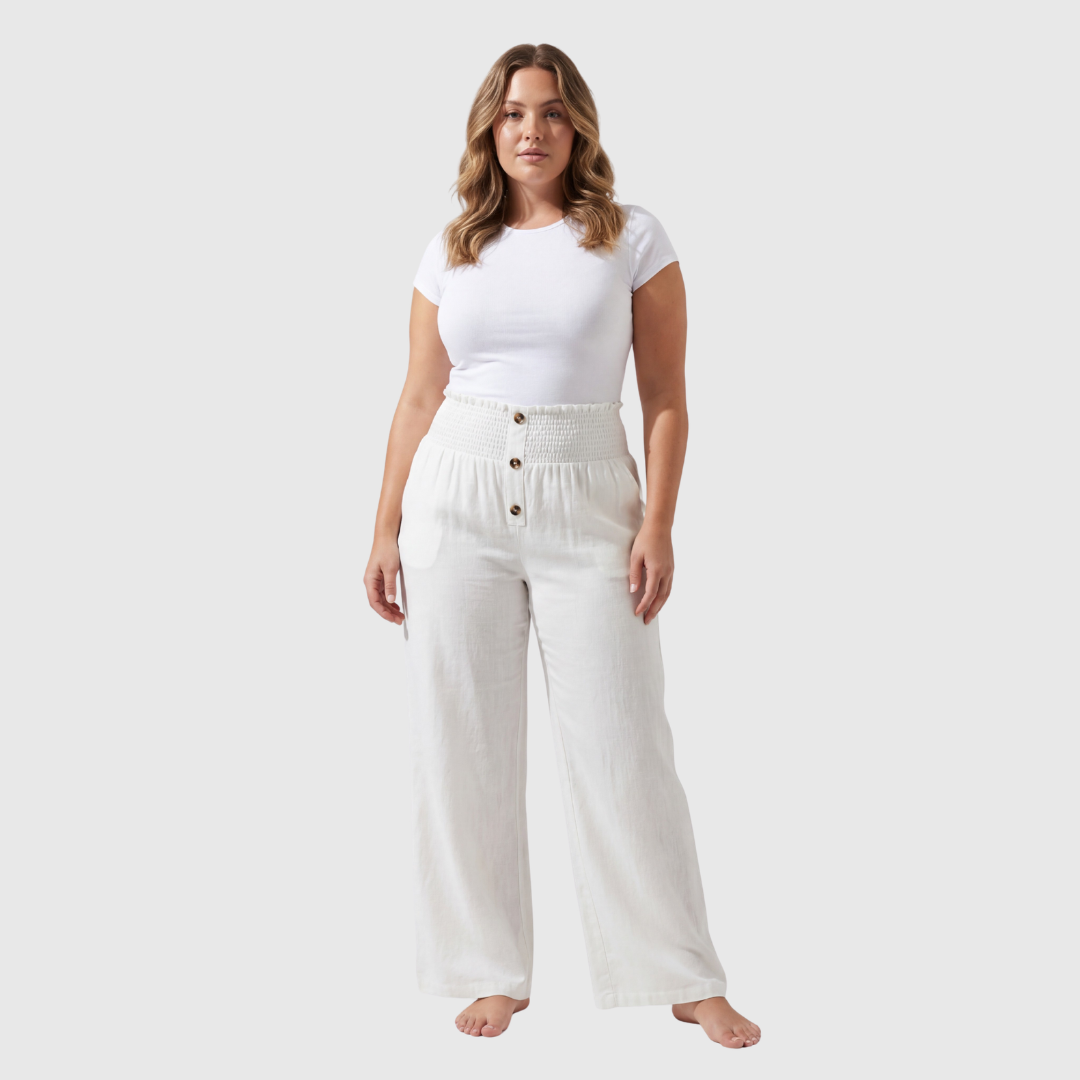 Nikki - Pantalon en lin à taille haute