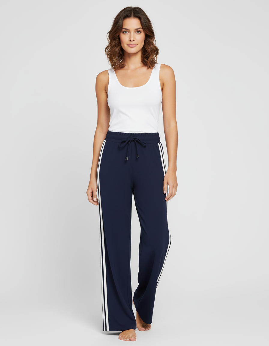 MARTINA™ – Pantalon Bleu Nuit Élégance Fluide