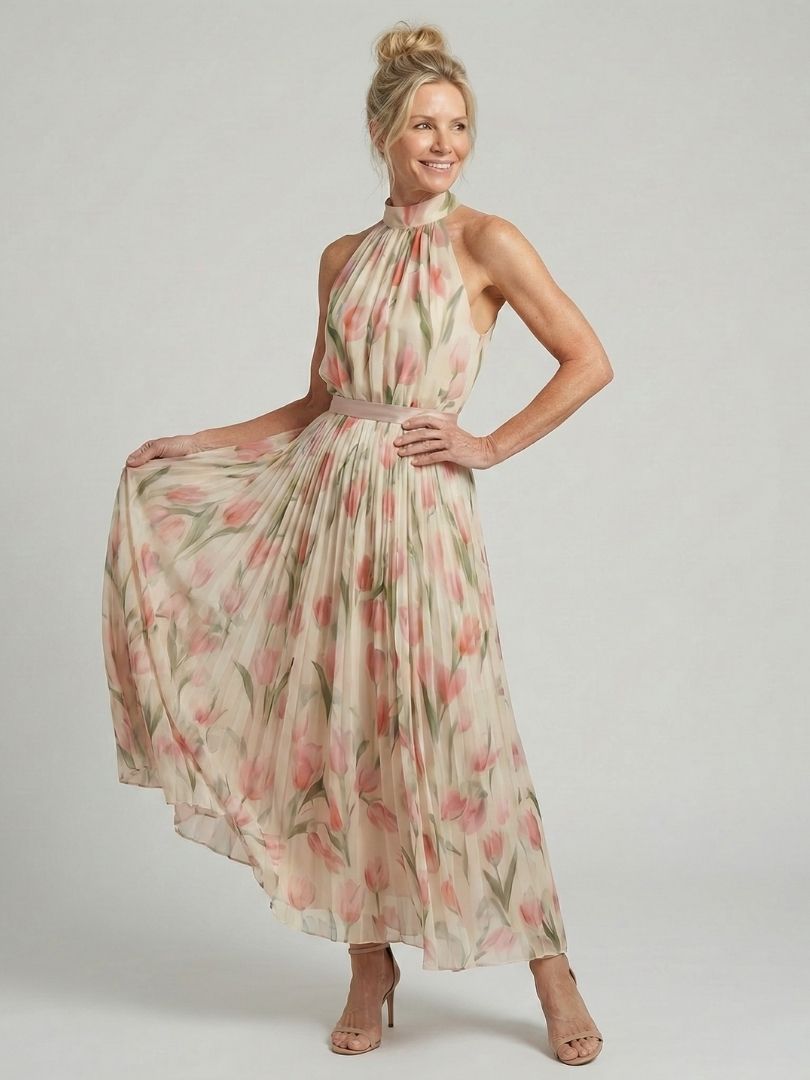 Kinga | Robe midi à encolure halterneck fleuri