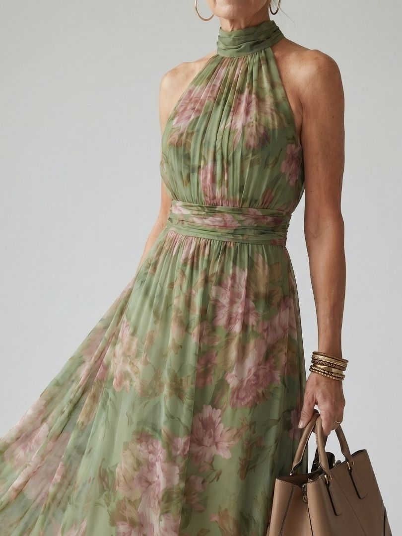 Mirelle | Robe midi à col halter