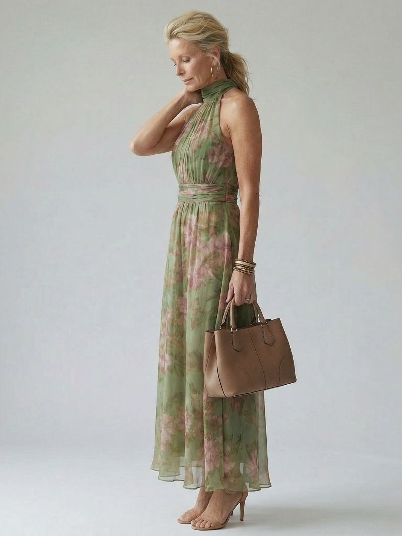 Mirelle | Robe midi à col halter