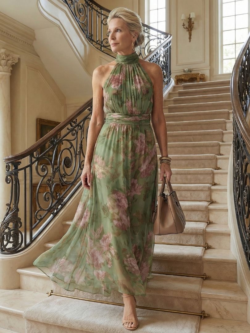 Mirelle | Robe midi à col halter