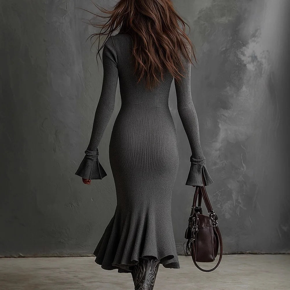 Robe côtelée sirène avec zip — Chic & audacieuse