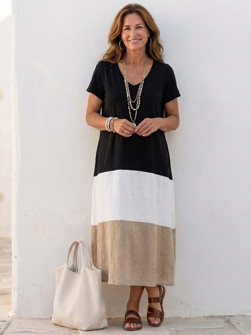 Karolina | Robe midi à blocs de couleur