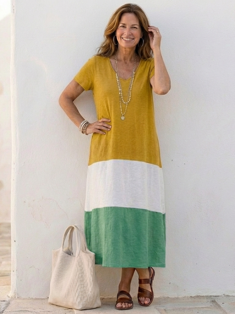 Karolina | Robe midi à blocs de couleur