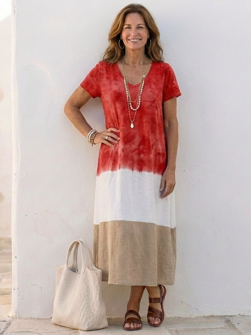 Karolina | Robe midi à blocs de couleur