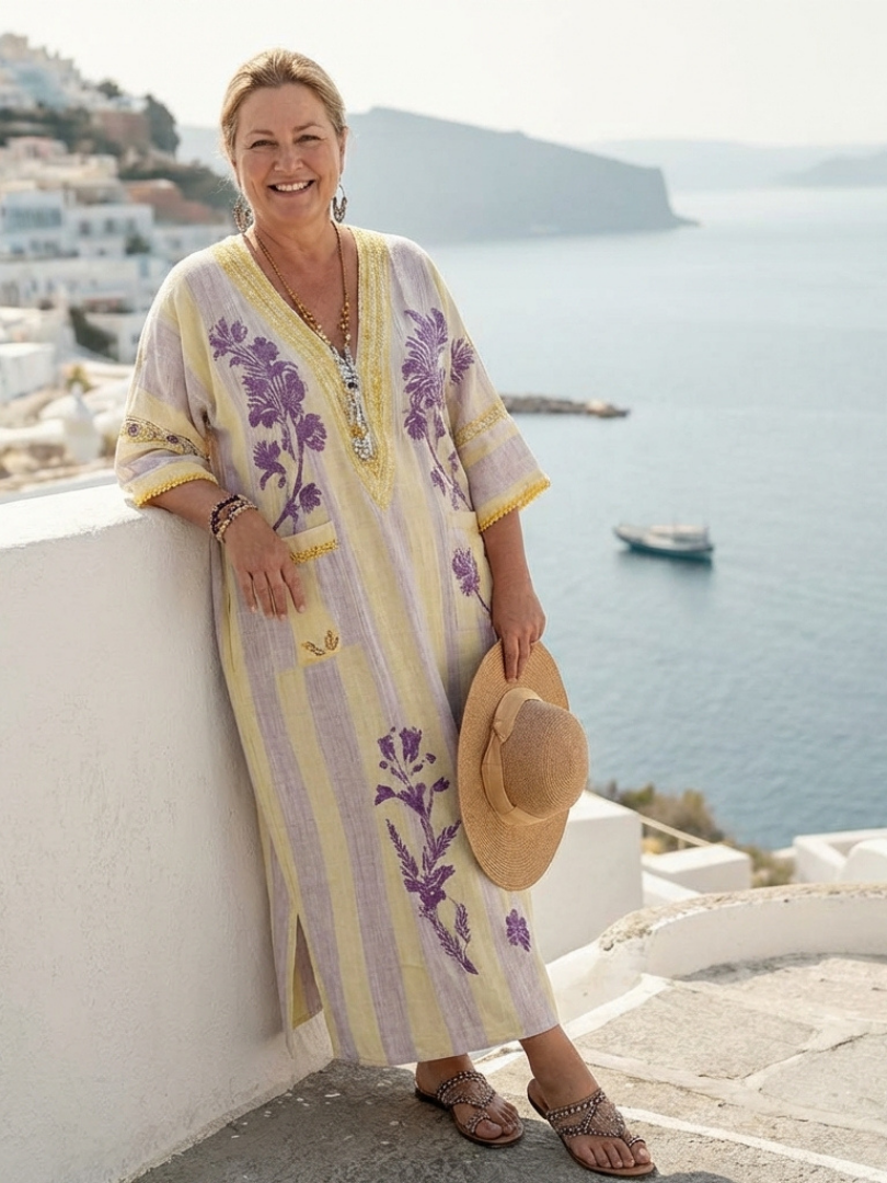 Aurelia | Robe maxi à rayures et à fleurs