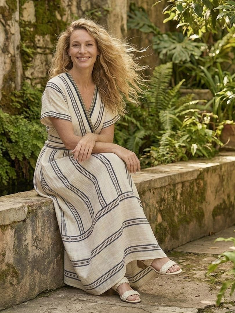 Milena | Robe midi à décolleté en V