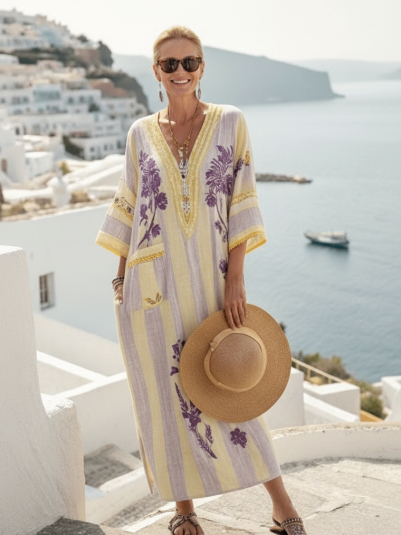 Aurelia | Robe maxi à rayures et à fleurs