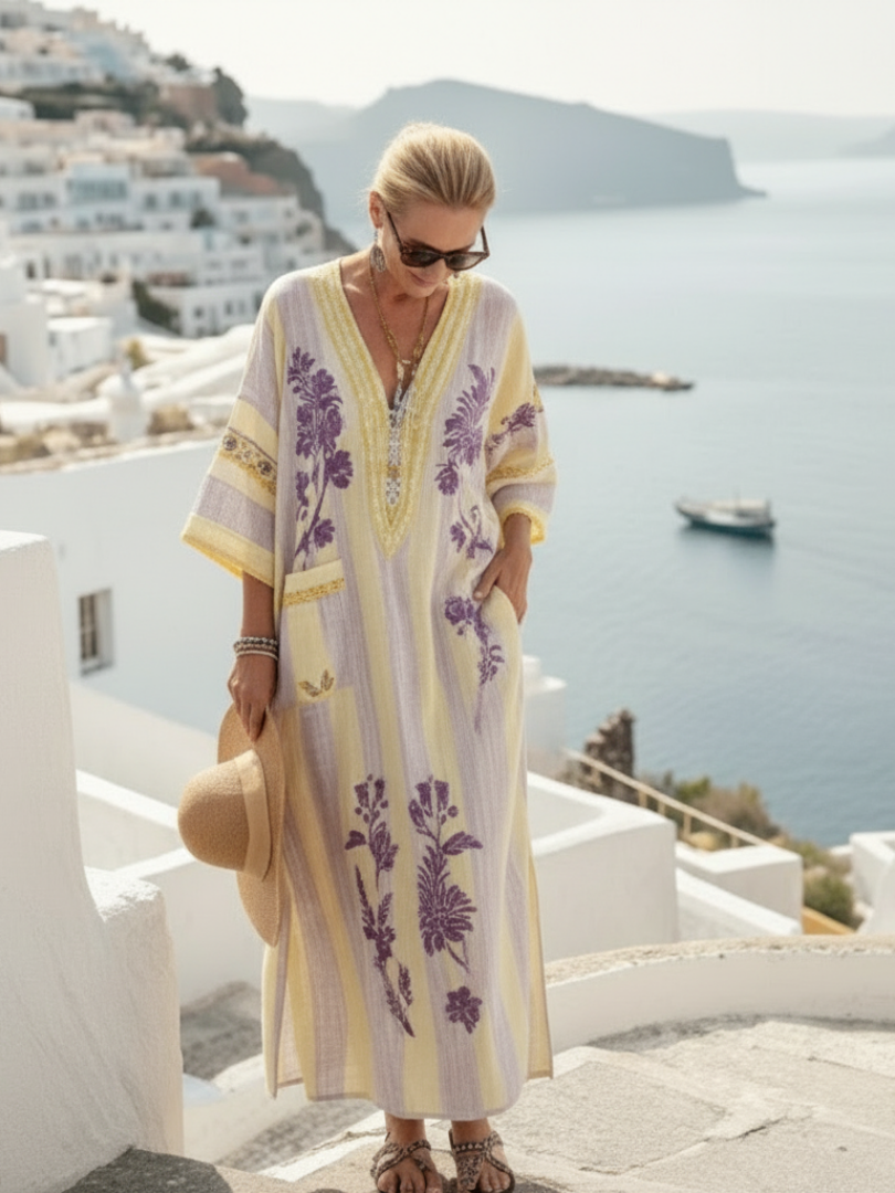 Aurelia | Robe maxi à rayures et à fleurs