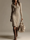 Robe pull côtelée beige — Élégance naturelle