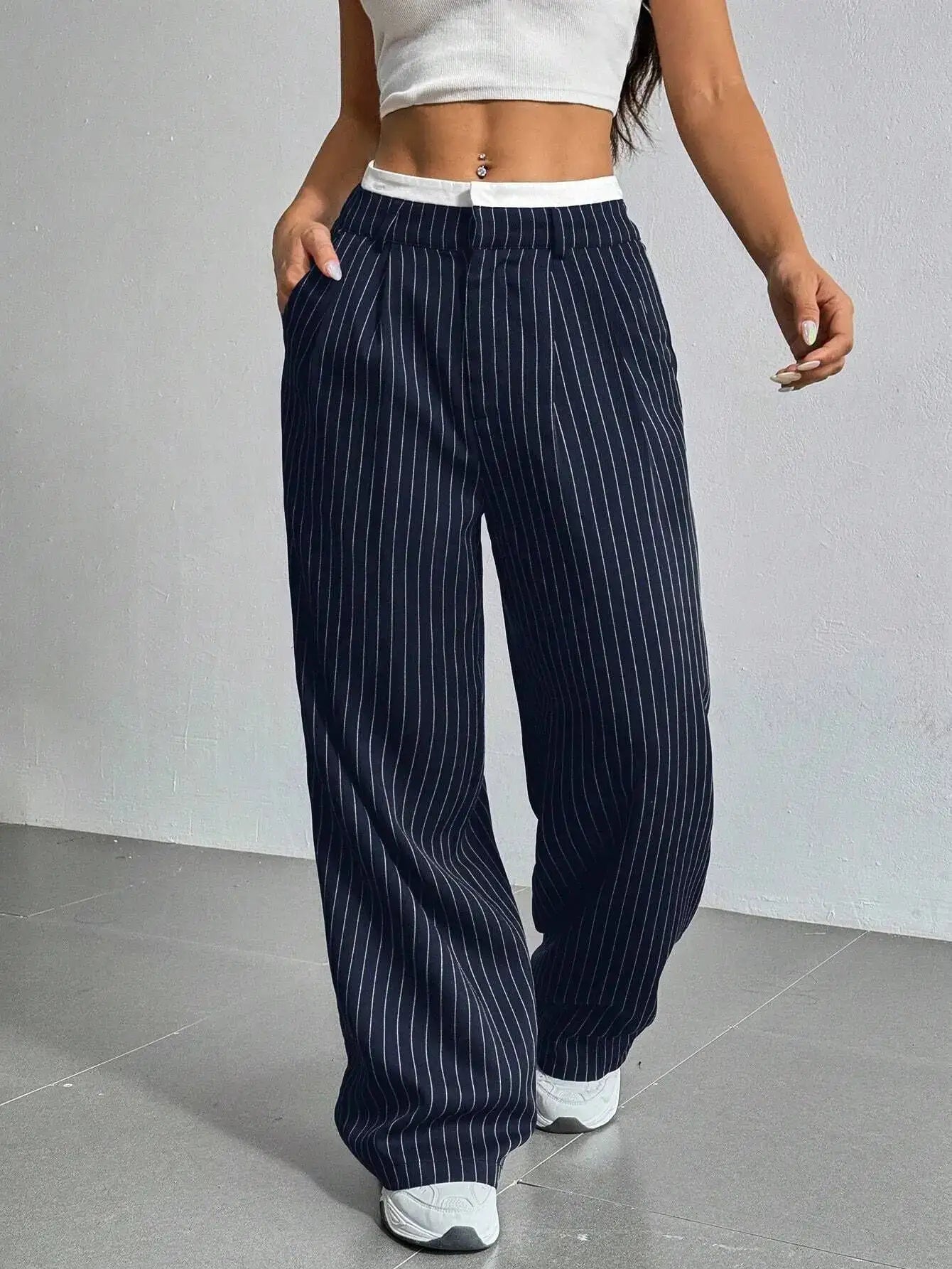 Lia | Pantalon à rayures taille haute