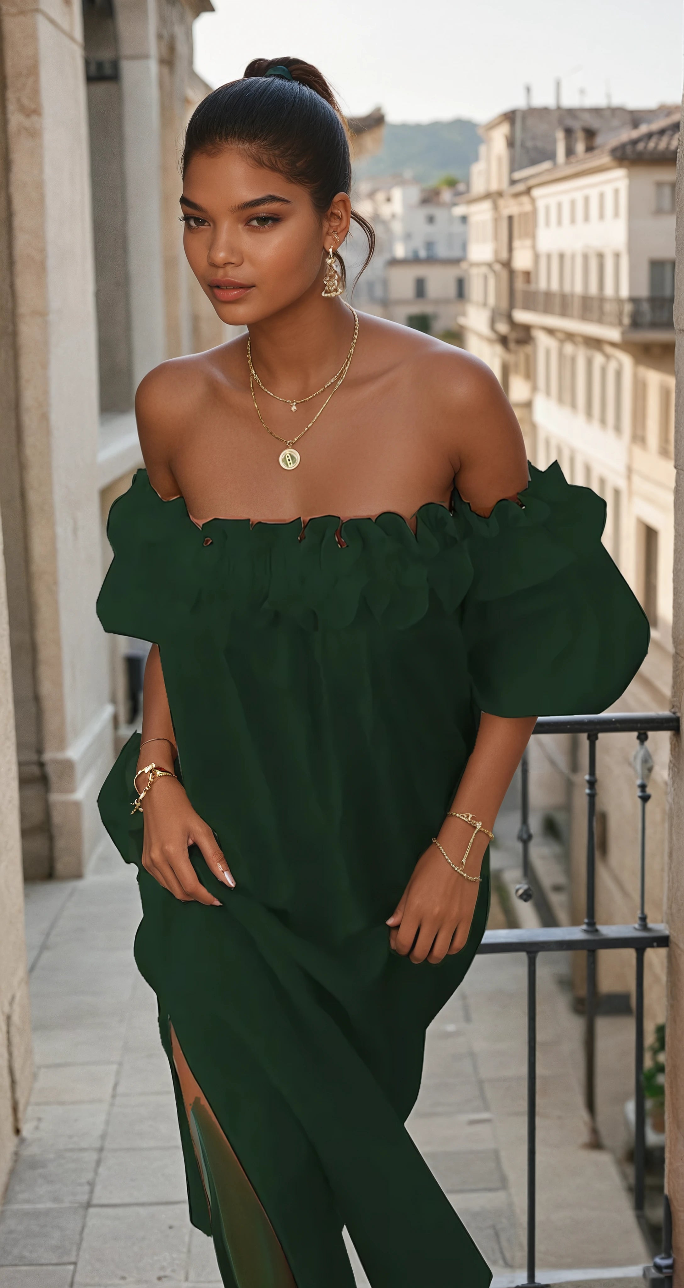 Francisca - Élégante robe d'été à épaules dénudées