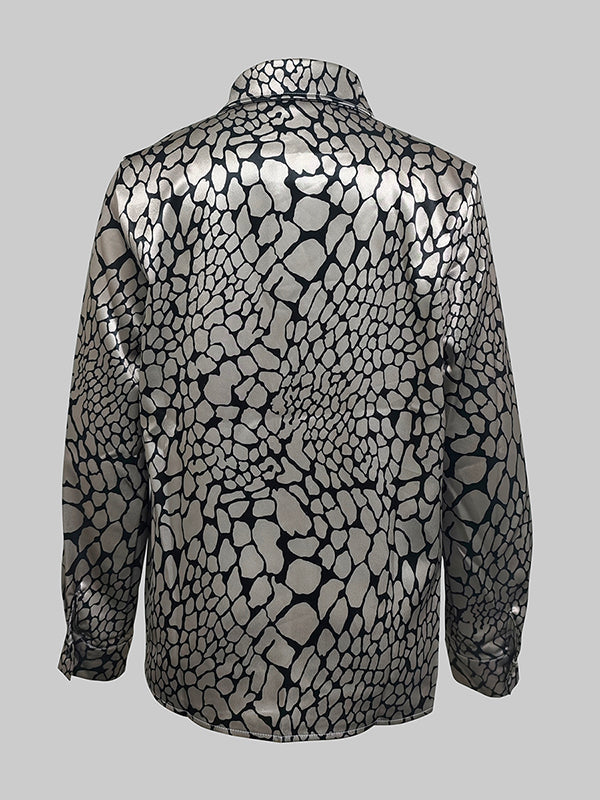 Chemise Satinée à Motif Artistique
