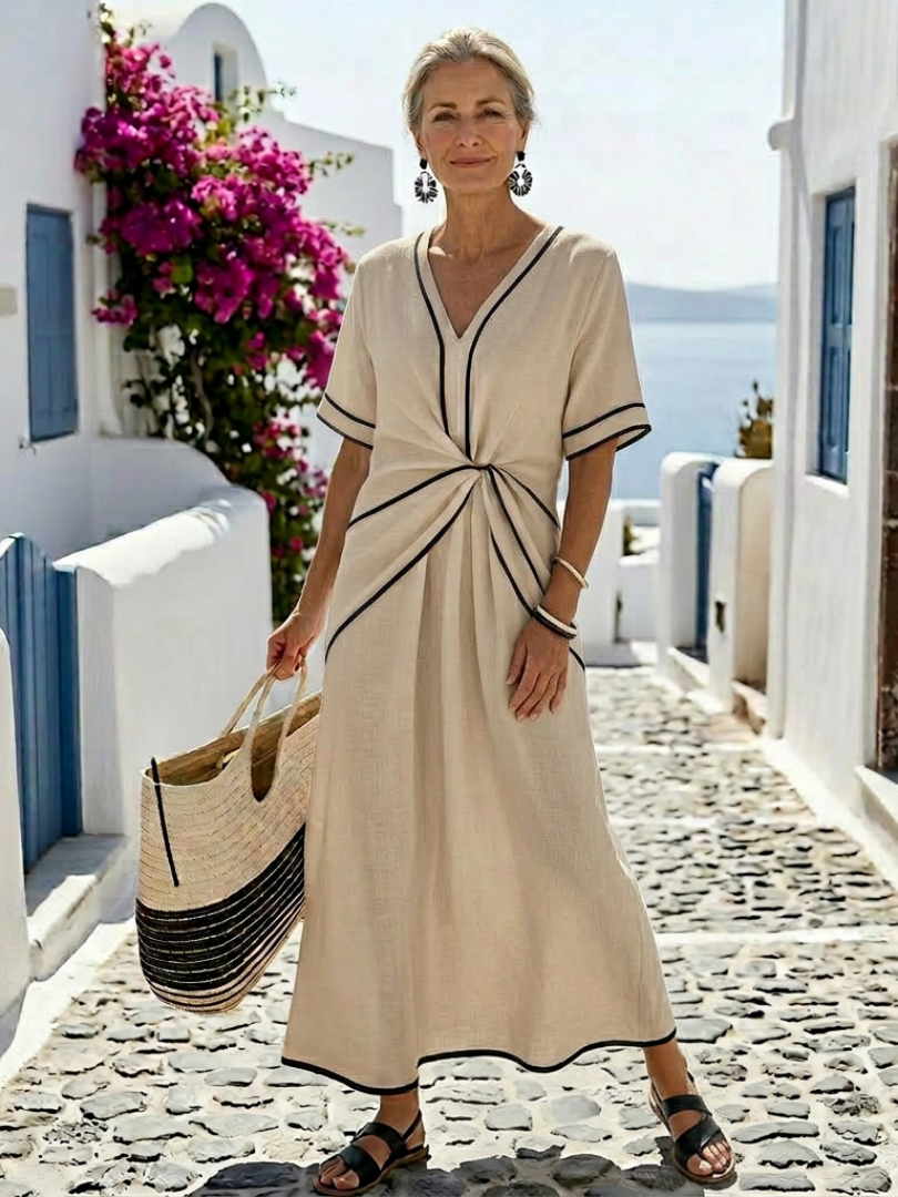Edyta | Robe midi à décolleté en V