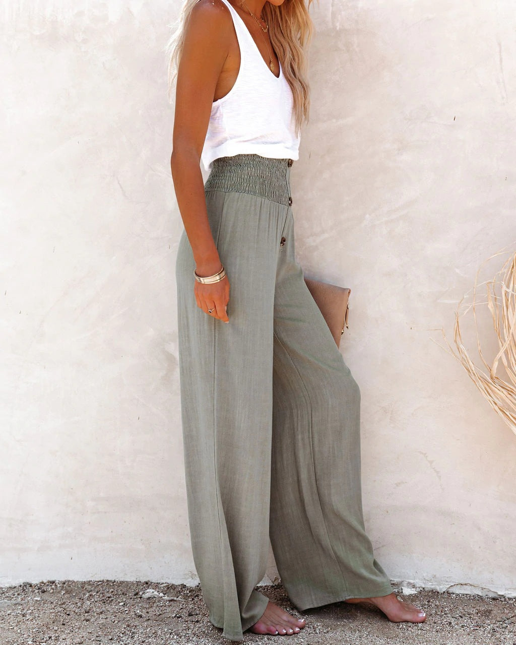 Nikki - Pantalon en lin à taille haute