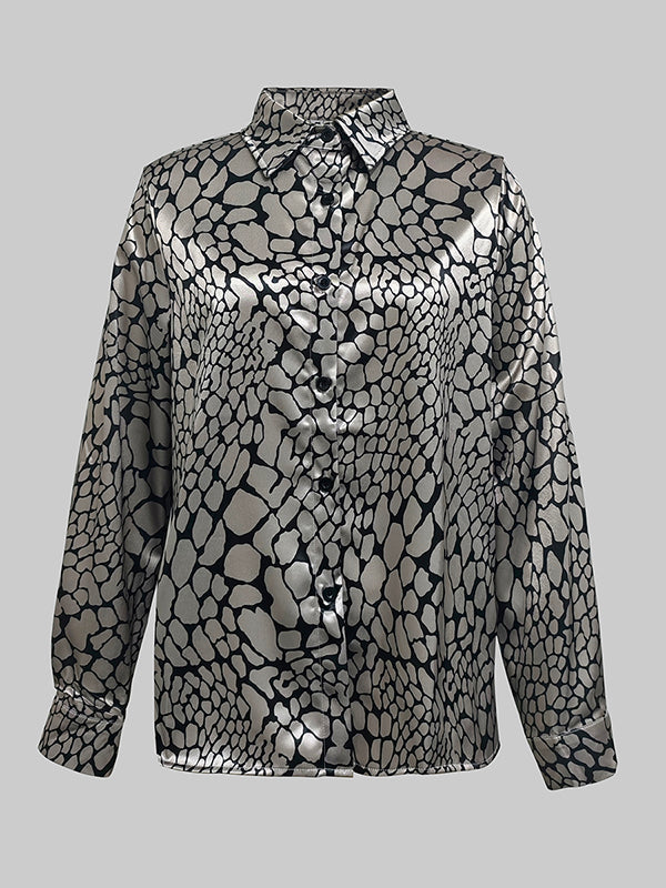 Chemise Satinée à Motif Artistique