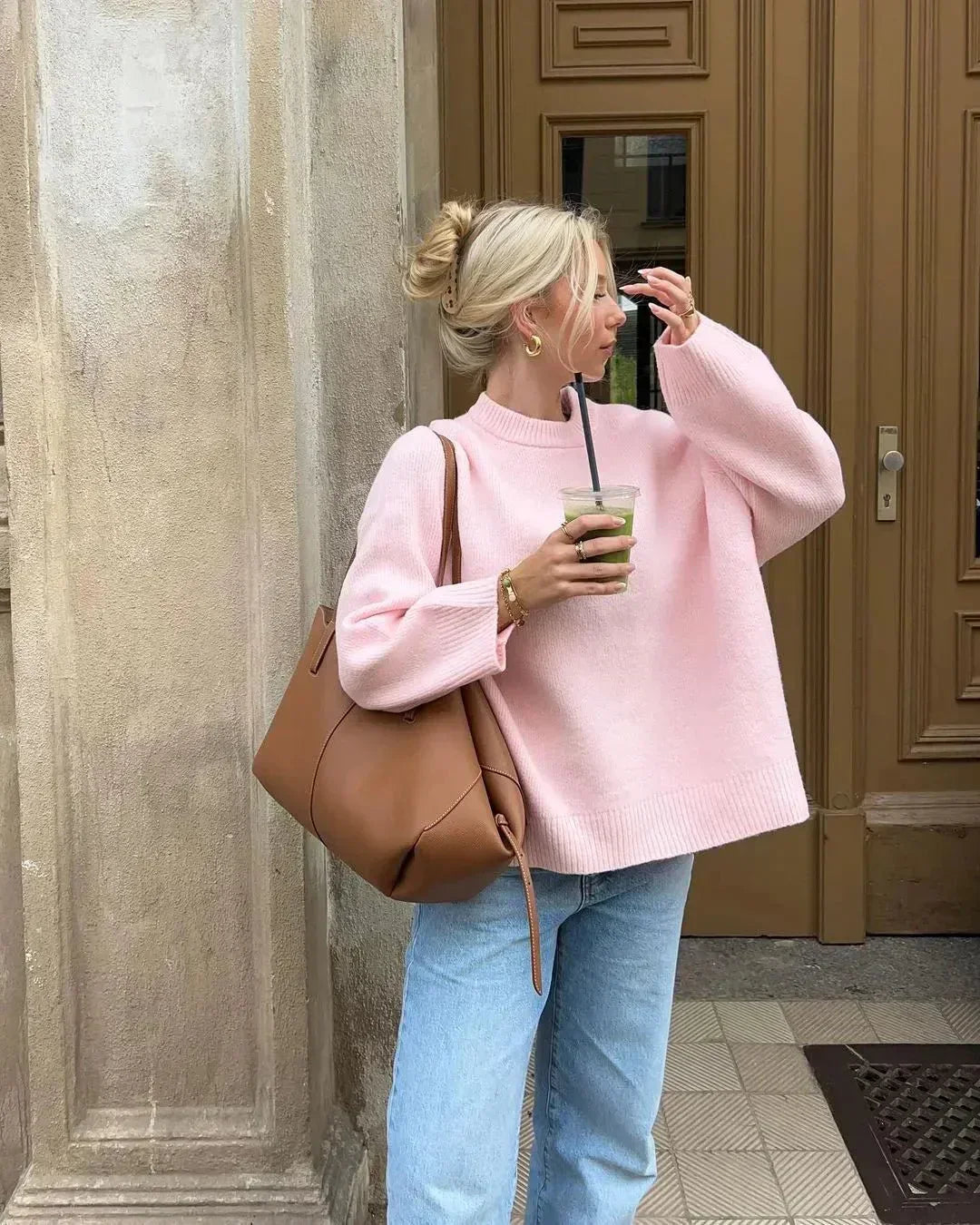 Élodie | Roze trui met lange mouwen